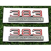 2pcs 383 6.2L High Performance Engine Emblems Badge 3D Decals Stickers Cars Trucks (Chrome Red)