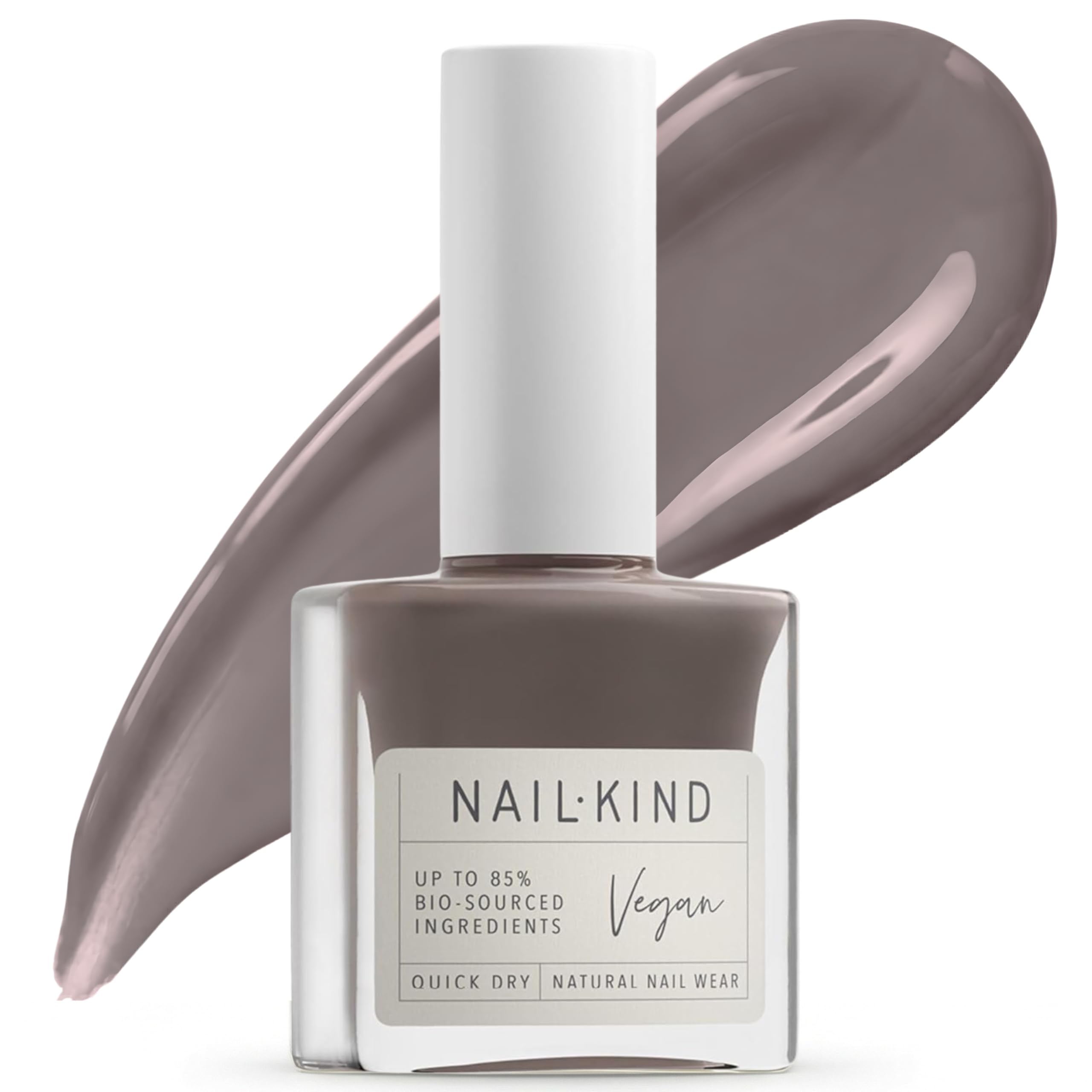 Grey Brown Nail Polish 8 ml-Nutz, Classic Vegan Nail Varnish, Quick-Dry Long-Lasting Chip-Resistant Formula, PETA & Halal Certified, High-Shine Gel-Like Finish-by NailKind