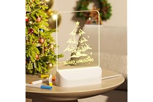 conatu Acrylic Dry Erase Board with Light 4.7”*6.7” LED Night Light DIY Acrylic Dry Erase Board for Room Festival Gift Rewritable LED Drawing Board with 7 Color Pens