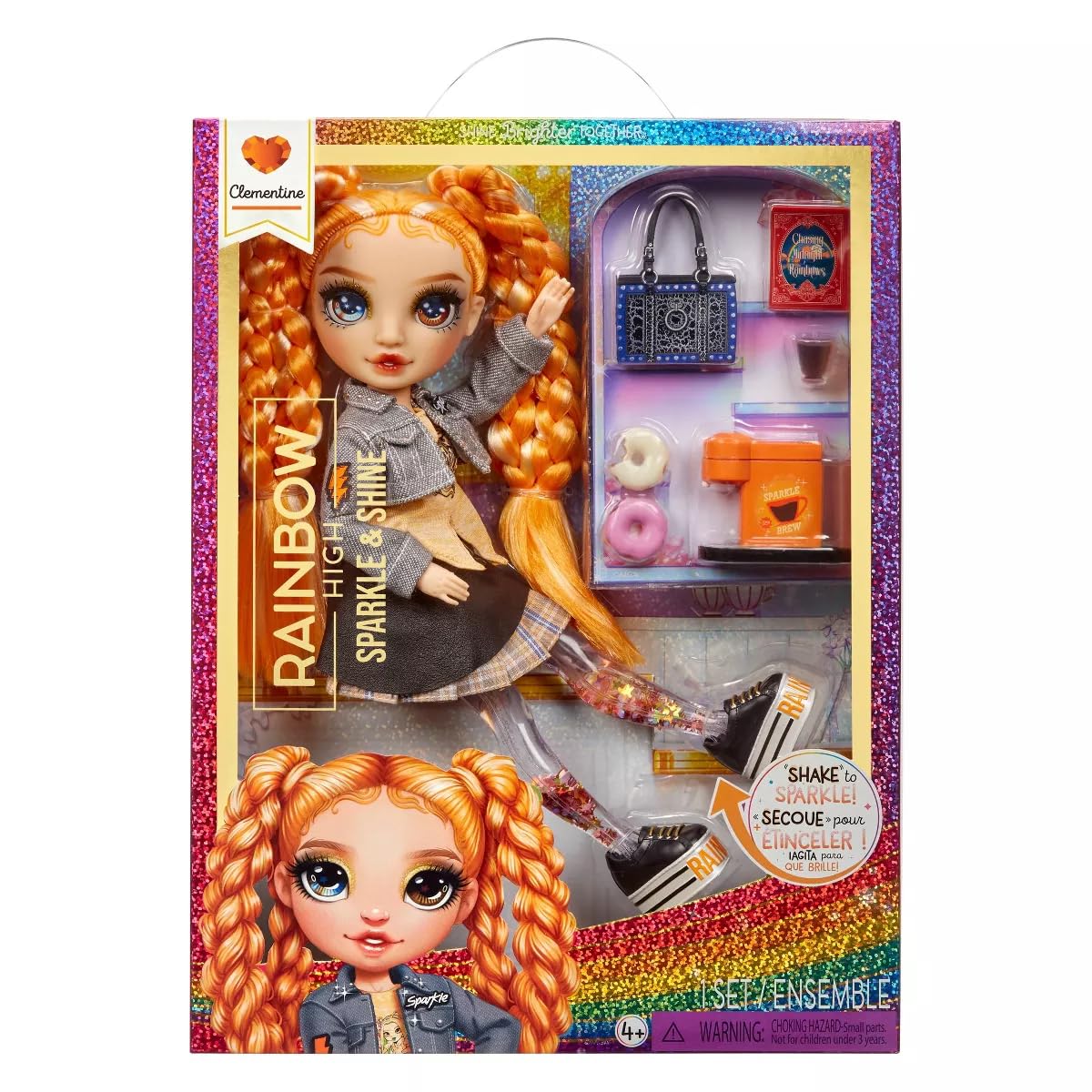 Rainbow High Sparkle - Clementine (Orange) - 28 cm Fashion Doll with Liquid Sparkles in Her Legs, Shake To See Them, For Kids 4-12 Years Old