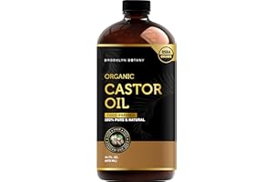 Brooklyn Botany Cold-Pressed Organic Castor Oil in Glass Bottle - 16 Fl Oz - 100% Pure and Natural - Premium Grade Oil for Hair Growth, Eyelashes and Eyebrows - Carrier Oil - Hair and Body Oil