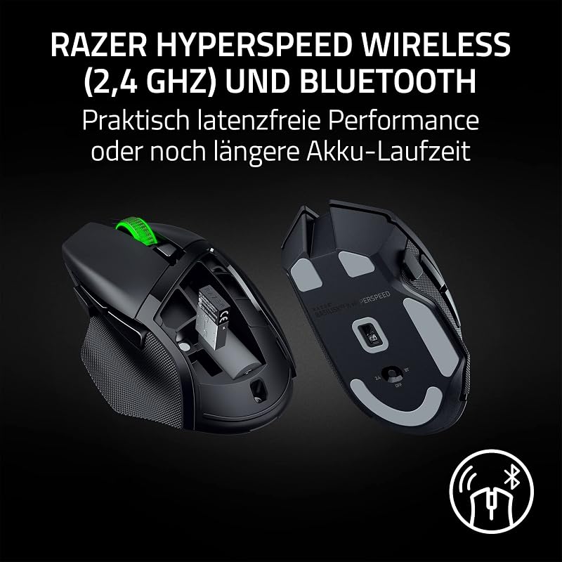 Basilisk V3 X HyperSpeed - Kabellose Gaming-Maus (Ikonische Ergonomische Form mit 9 Anpassbaren Bedienelementen, HyperSpeed Wireless, 5G Advanced 18K Optical Sensor, Chroma RGB) Schwarz
