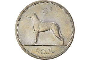 CAPTAIN NIKKIESAVAGE'S COLLECTIBLES 1942-1969 Irish Sixpence Coin, Legendary Wolfhound And Irish Harp Motifs. "Six Pence In Her Shoe" Wedding Tradition Coin. Sixpence Graded By Seller Circulated/Worn Condition
