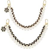 2Pcs Bag Extender Chain Black Metal Pearl Double Purse Strap Extenders for Handbags Crossbody Bag Gold Purse Extender Chain Purse Strap Replacement Brown Purse Accessories Bag Charms Mobile Phone Case