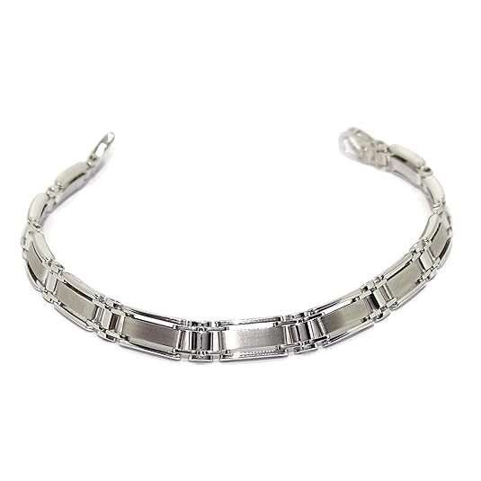 Never Say Never Herren-Armband 18k Weißgold mit massiven beweglichen Gliedern und 20.00 cm lang.