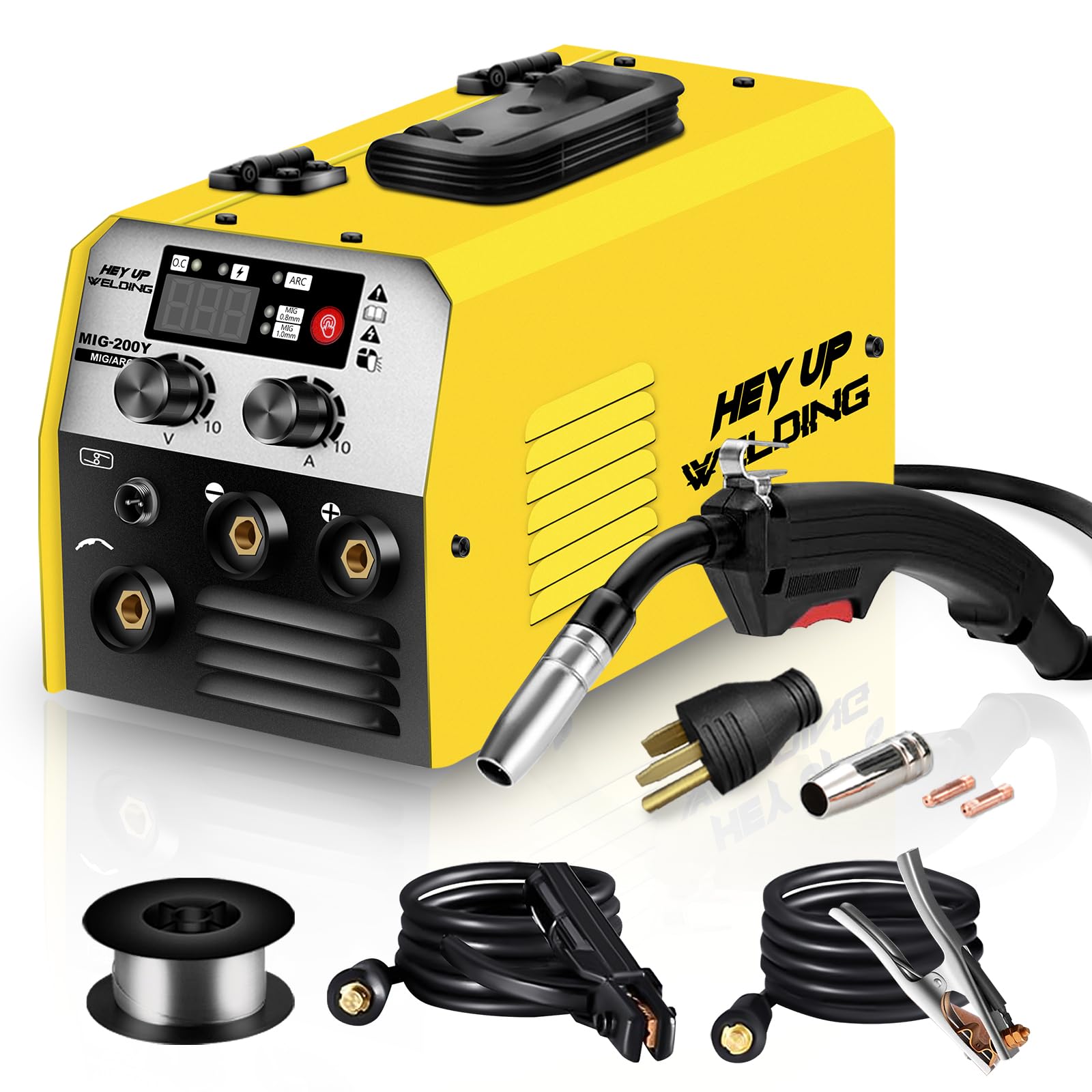 Photo 1 of MIG Welder, 140Amp 2 IN 1 Stick/Flux Core Welder with Flux Cored Wire, Multi Process Welding Machine 110V/220V Dual Voltage Portable Welder Equipment with Electrode Holder IGBT Inverter Welder
