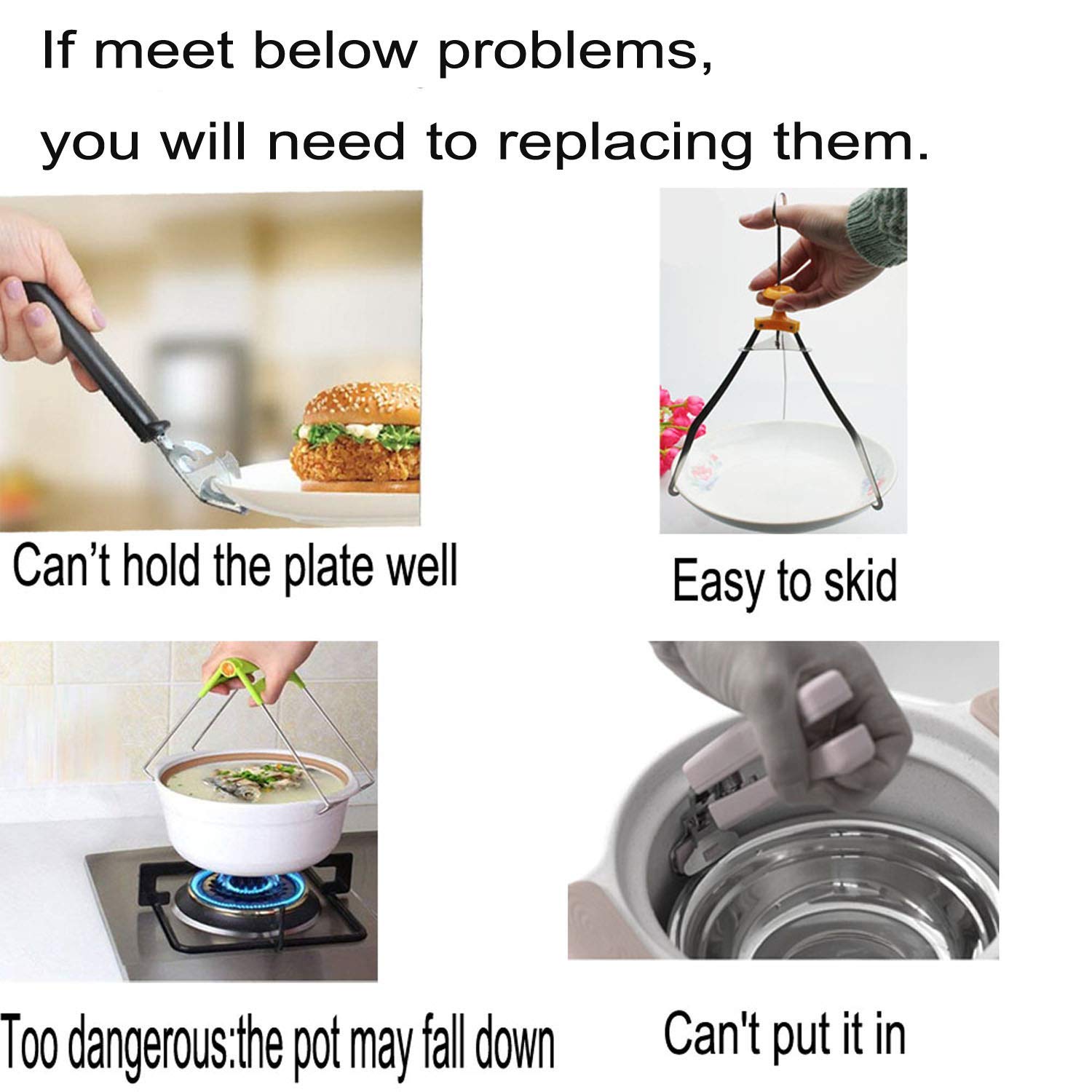 Jubilcuis Scald Proof Tongs, Bowl Clip, 304 Stainless Steel Anti-Scalding Dish Clip, Plate Clamp, Retriever Tongs Gripper Clip for Microwave Oven Air Fryer Instant Hot Pot, Heat Resistant Kitchen Tool