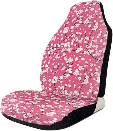 Amazon シートカバー ピンクの桜 花柄 和風 前席シートカバー シートエプロン フロントシートカバー カーシートカバー オートカーフロント シートカバー 自動車シートカバー 座席シートカーシー フロント座席適用 カー用品 シート保護 取付簡単 ポケット付き 138 52cm