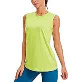 CRZ YOGA Pima Cotton Workout Tank Loose Sleeveless Top for Women High Neck Yoga Athletic Gym Shirts