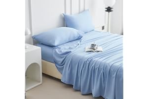 SKYMOOD 4 Piece Twin Sheet Set - Super Soft Breathable Cooling Bed Sheets King Size 16 Inch Extra Deep Pocket, Hotel Luxury Bedding & Pillowcases, Wrinkle Free Oeko-Tex - Sky Blue