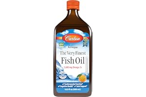 Carlson - The Very Finest Fish Oil, 1600 mg Omega-3s, Liquid Fish Oil Supplement, Norwegian Fish Oil, Wild-Caught, Sustainably Sourced Fish Oil Liquid, Orange, 16.9 Fl Oz