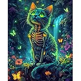 obterie Cat Paint by Numbers Kit for Adults Beginner Skeleton Oil Painting Kit Adult Paint by Number Kits on Canvas DIY Painting for Beginners Art by Numbers for Gifts Home Wall Decor 16x20 Inch