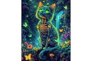 obterie Cat Paint by Numbers Kit for Adults Beginner Skeleton Oil Painting Kit Adult Paint by Number Kits on Canvas DIY Painting for Beginners Art by Numbers for Gifts Home Wall Decor 16x20 Inch
