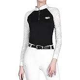 Harrison Howard Women's Slim Fit Long Sleeve Equestrian Show Shirt with Lace Sleeves Elegant Female Lace Top