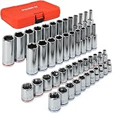 JU JIAN TEC 47-Piece 1/4" Drive Socket Set | CR-V, SAE/Metric, 6-point, anti-slip, marked, polished, case, portable