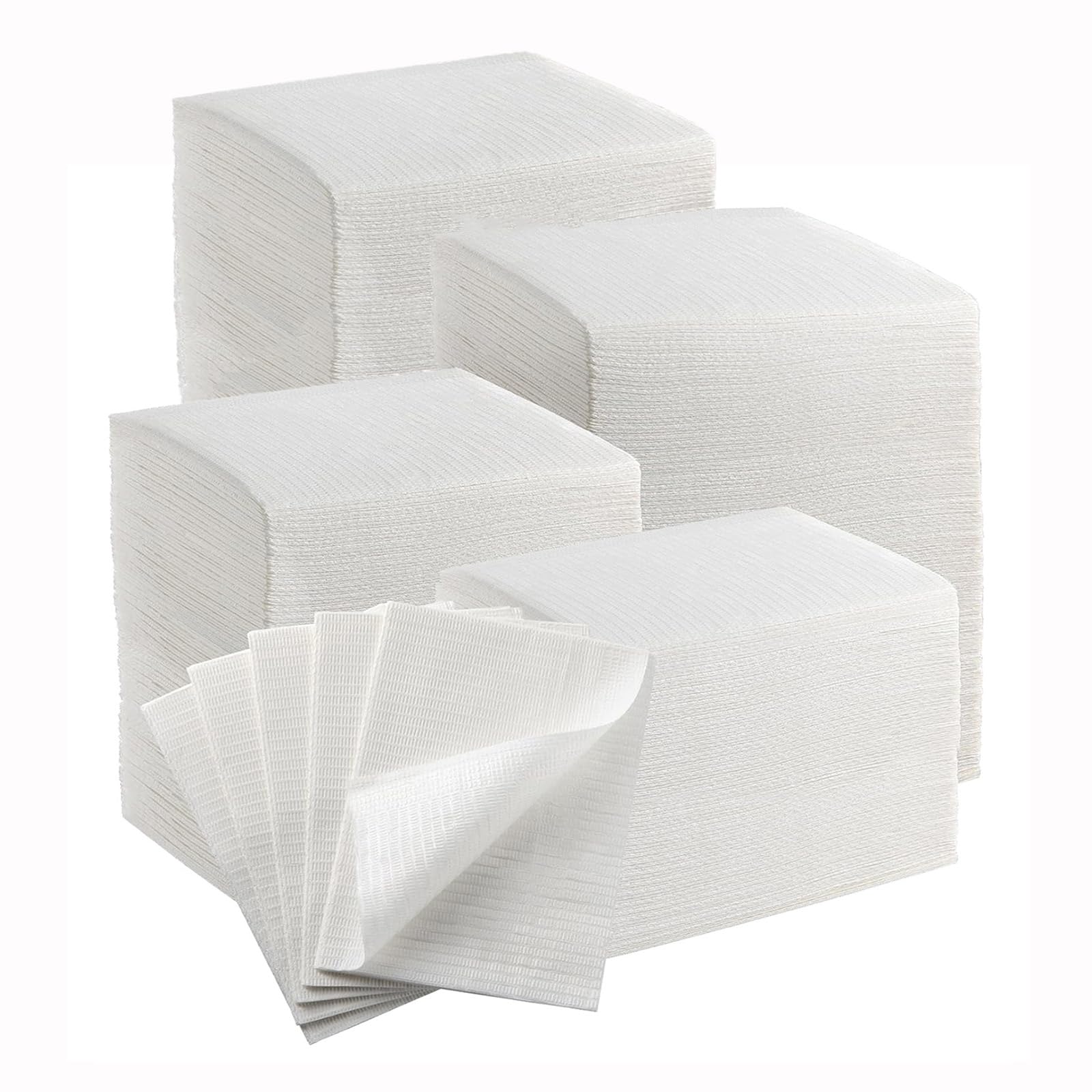 JMU Dental Bibs 750, White Dental Bibs Disposable, 2-Ply Paper 1-Ply Film Tattoo Bibs 13" x 18" Image