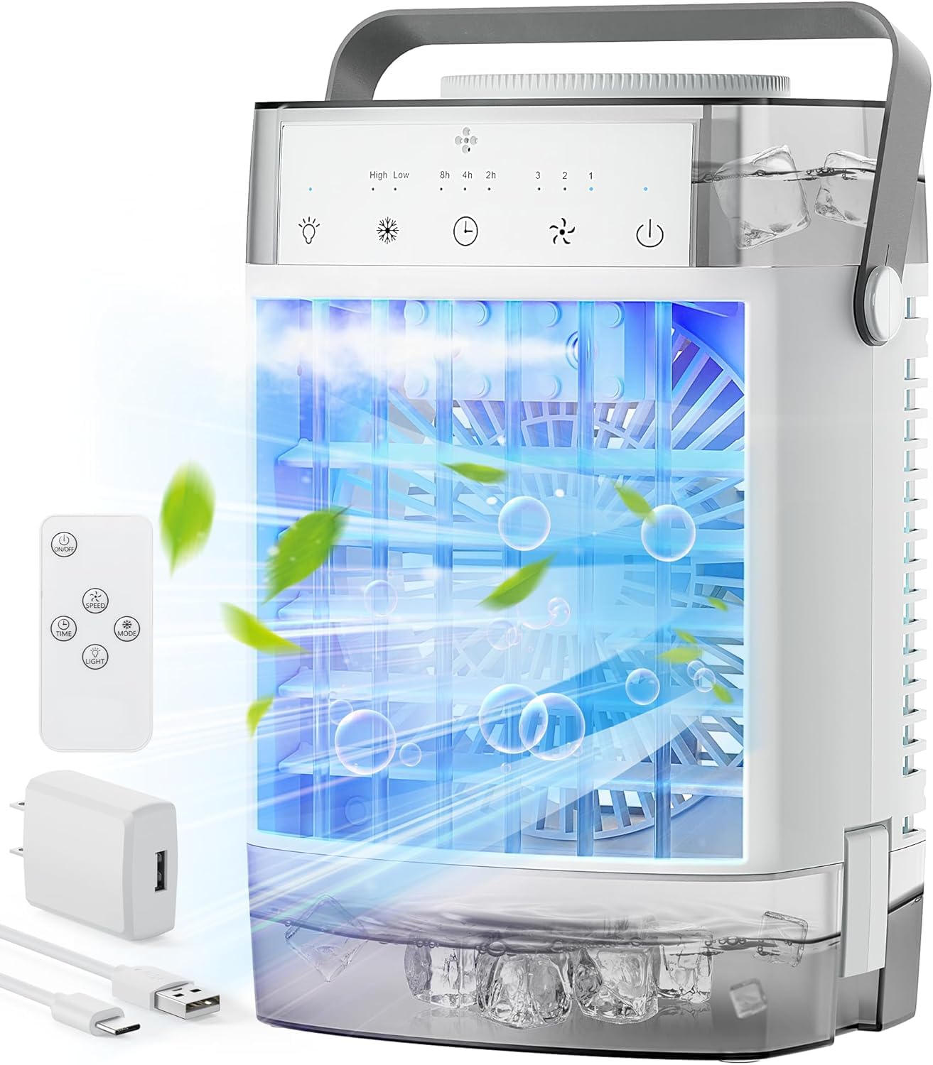 Photo 1 of Smartale Portable Air Conditioners, Mini Evaporative Air Cooler with Remote, 3 Wind Speed & 2 Mist Mode, 7-Color Night Light, 2-4-8H Timer, 1600ML Water Tank Small Cooling Fan for Home Office Bedroom