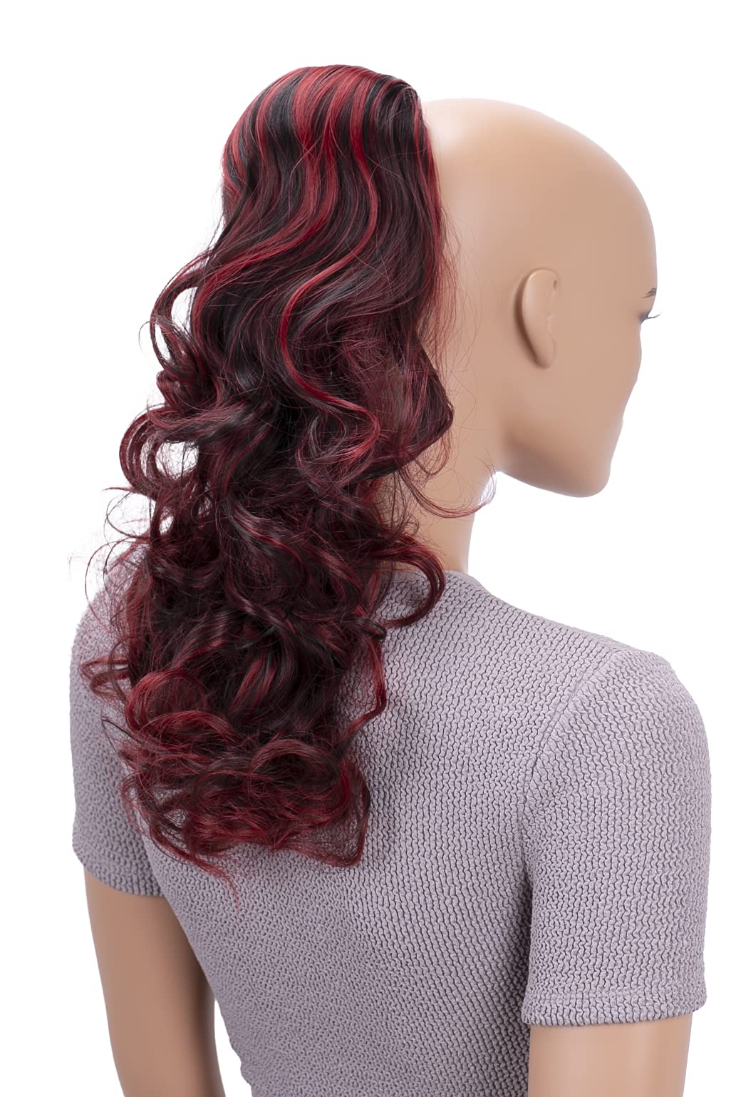 CAISHA 18" Hairpiece Ponytail Extensions Voluminous Wavy Black Red Mix PH38