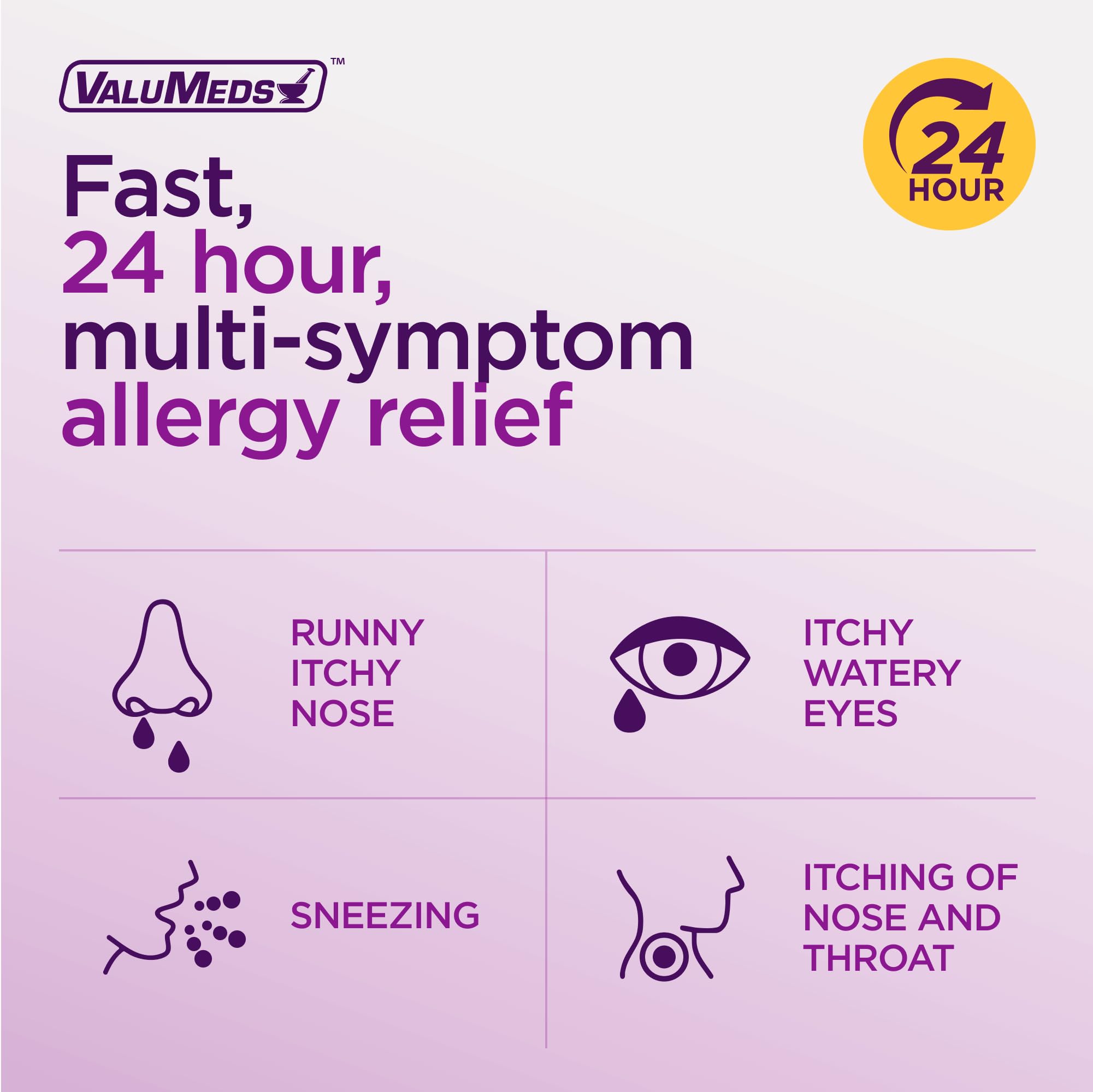 ValuMeds Fexofenadine HCl 180mg | Compare to Allegra | 24-Hour Allergy Relief, Non-Drowsy Antihistamine Generic Medicine for Allergies, Hay Fever, Itchy Eyes | for Kids & Adults (100-Count)