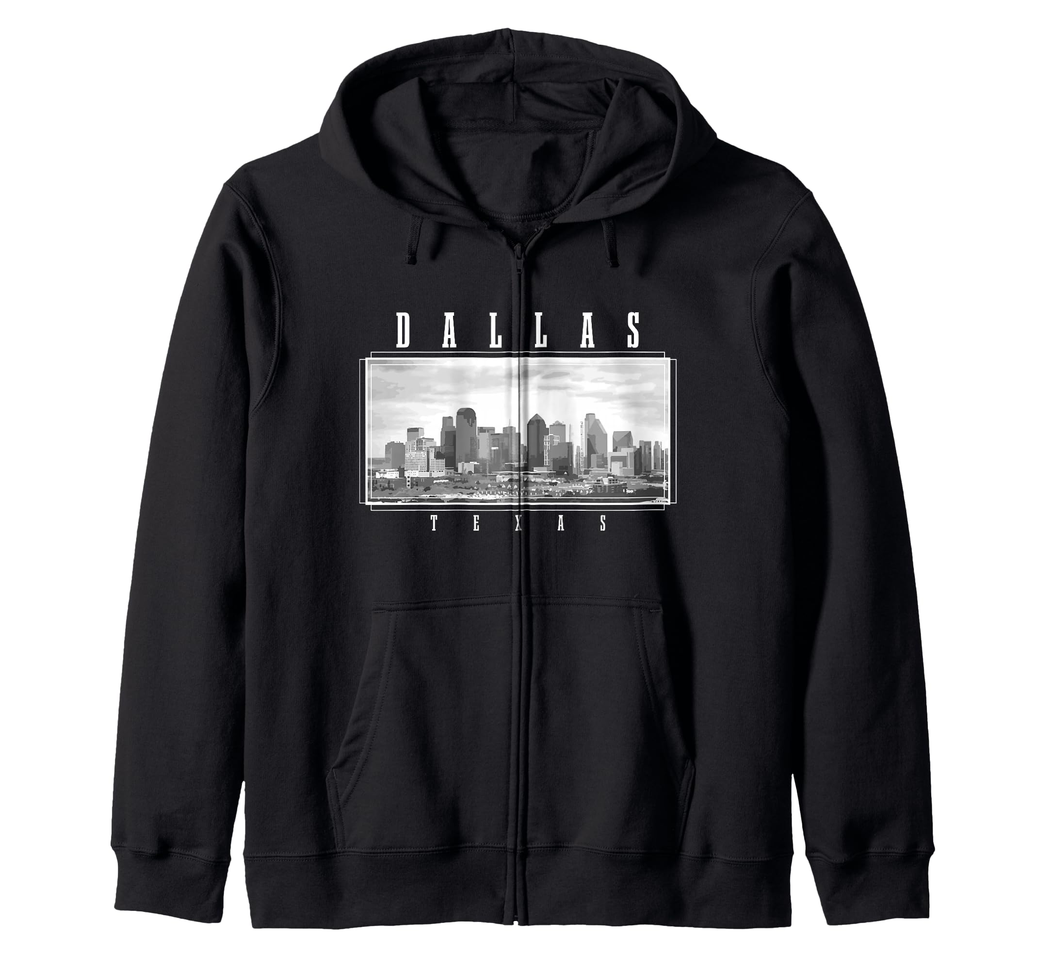 Dallas Texas Skyline USA Vintage Souvenir Zip Hoodie