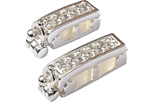 Infinity Clips Necklace Shortener 2 Pc Set for Thin Chains Silver Plated Brass Necklace Shortener Clasp with Cubic Zirconia Accents