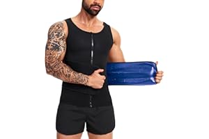 FUXERT Sauna Vest for Men Waist Trainer Sauna Shirt for Men Zipper Sweat Belt Tank Top for Belly Fat