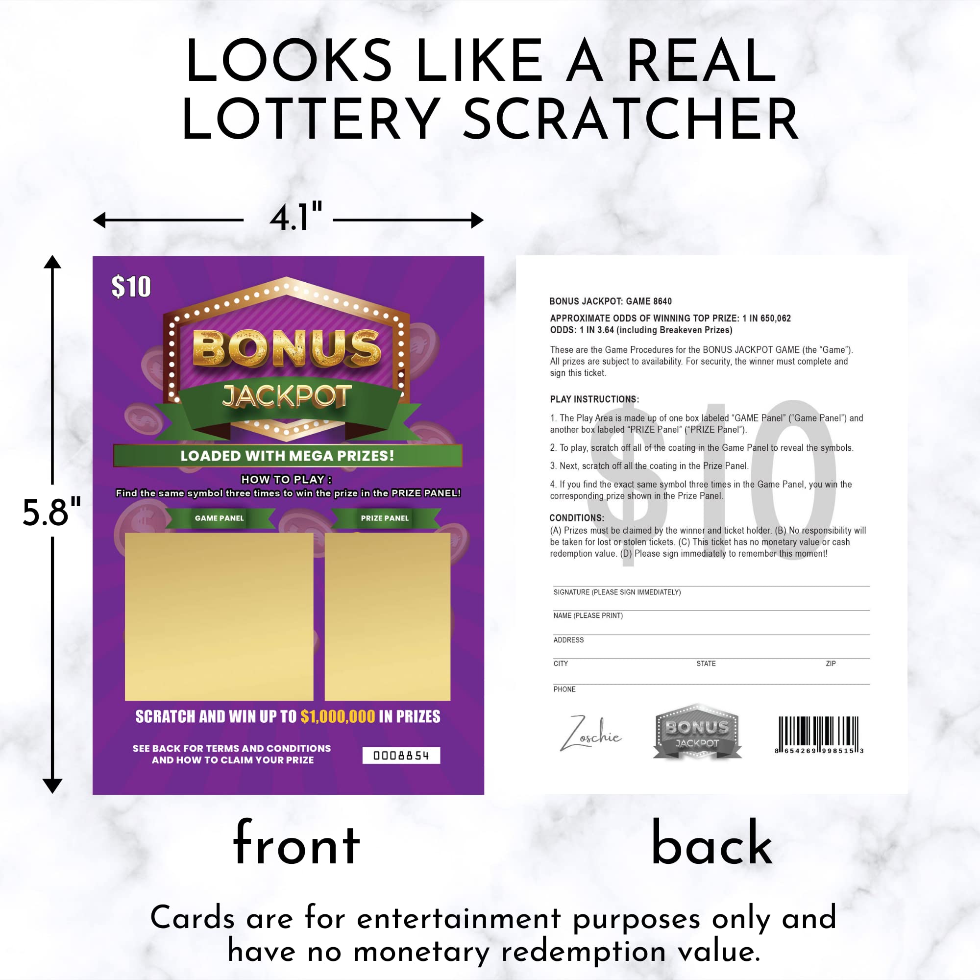 Grandparents Baby Announcement Scratch Off Lottery Tickets, 2 Pack with Envelopes, Multicolor