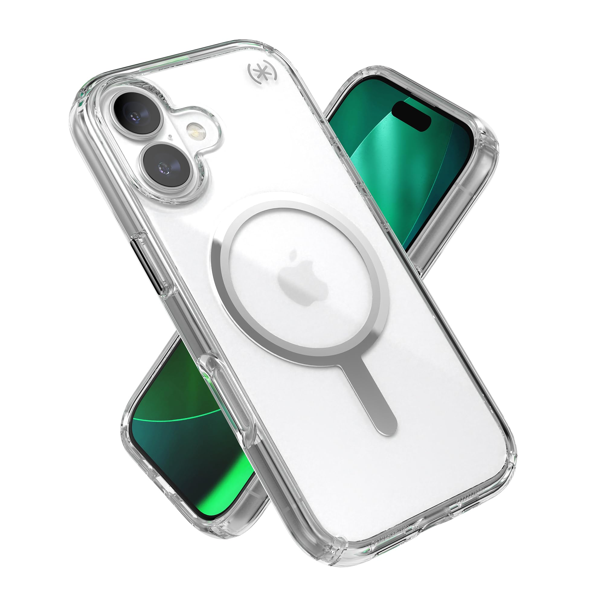 Speck Presidio Perfect Clear for iPhone 17 Case, MagSafe-Compatible, Slim Protective Case, Clear/Clear/Silver