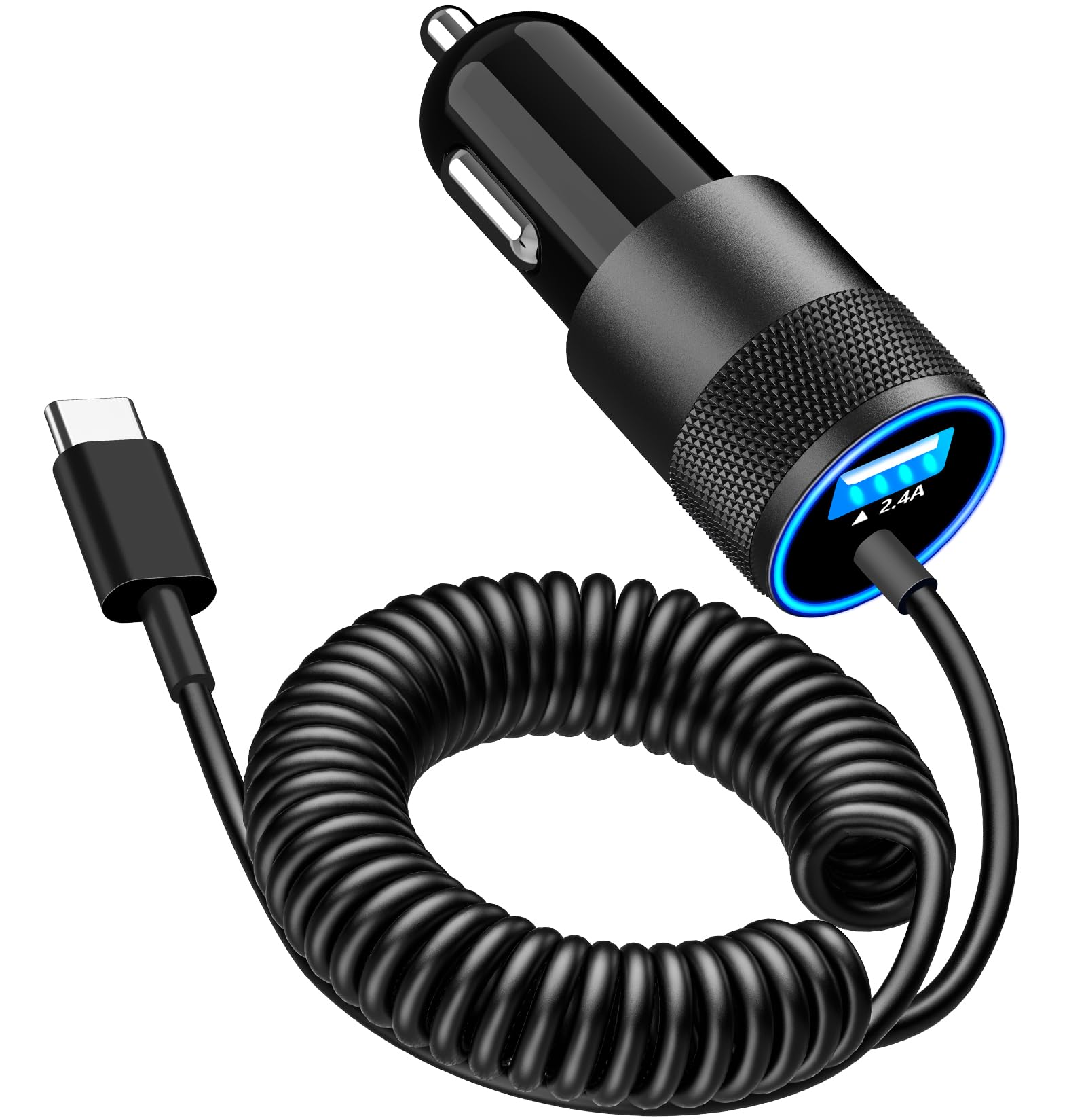 Photo 1 of [Apple MFi Certified] iPhone 17 Car Charger, BARMASO 4.8A USB Power Cigarette Lighter USB-C Fast Car Carplay Charger + 6FT Coiled Type-C Cord for iPhone 17/17 Air/17 Pro Max/16/15/Galaxy S25/S24/Pixe