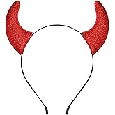 Red Glitter Devil Horns Headband – Fun Halloween Costume Headwear Accessory for Adults, Cosplay Dress-Up Party Supplies