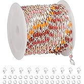 YOUBEIYEE 2 Yard Silver Plated Chains Bulk Multicolored Enamel Link Chain for Women Necklace DIY Brass Chains for Jewelry Making