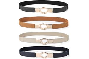 WERFORU Women Skinny Belt for Dresses Retro Stretch Ladies Waist Belt Plus Size Set of 4