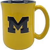 NCAA Large 15oz Sculpted Cafe Mug with Raised Logo and Inner Color (Michigan Wolverines)