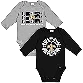 Gerber NFL unisex-baby Nfl 2-pack Long Sleeve Onesie Bodysuit