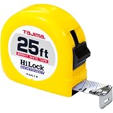 Tajima HL-25BW 25' Standard Scale Tape Measure with 1" Steel Blade | Durable ABS Case, Acrylic Coated Blade, Ergonomic Design - HL-25BW