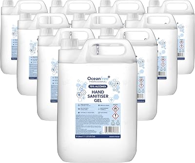 Ocean Free 70% Alcohol Hand Sanitiser Gel 10x5L UK Made Pack of 10