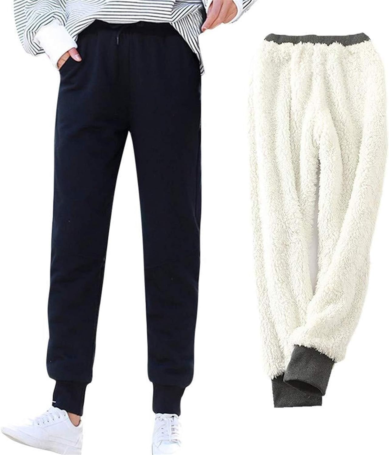 TTSDRD Pants Women Thermal Hiking Pants Lined Sweat Pants Winter Warm Sporty Jogging Pants with