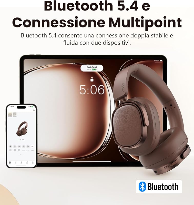 ES850NB Cuffie Over Ear Wireless,Marrone