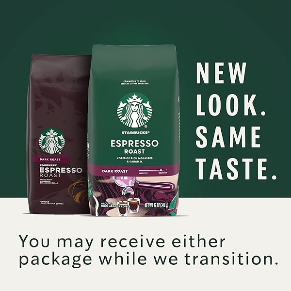 STARBUCKS DARK ROAST GROUND COFFEE — ESPRESSO ROAST — 100% ARABICA — 1 BAG (18 OZ.)