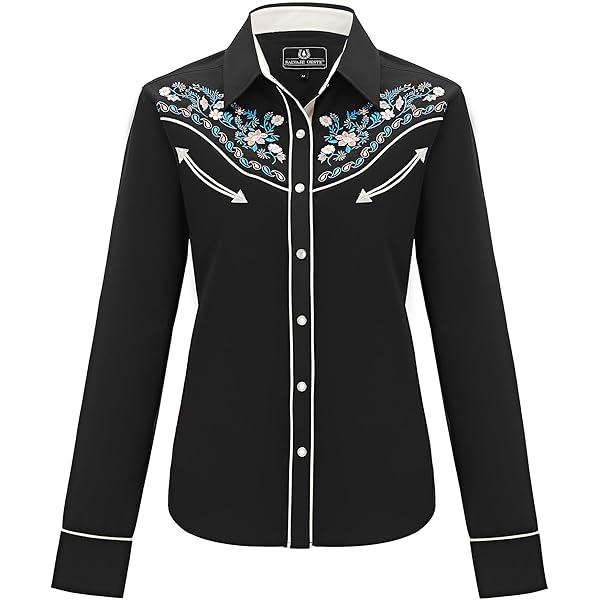 Embroidered Western Shirt 97% Cotton + 3% Spandex, Snap Front