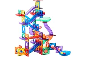 LEARN & GROW TOYS Learn & Grow Magnetic Marble Run Expansion Pack - 88PCs Ultimate Marble Race Track, Magnet Tiles Accessories, Magnetic Ball Track, STEM Building Toys - Construction Toys for Toddlers & Kids Age 3+