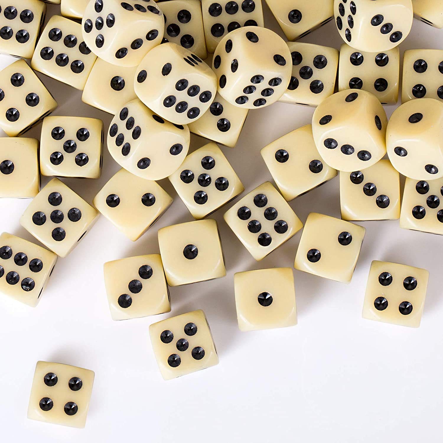 GWHOLE Set of 40 Dices 6 Sided Spot Dice Set for Dice Games, Math Learning, Casino, Party Favor and Gift, 16mm