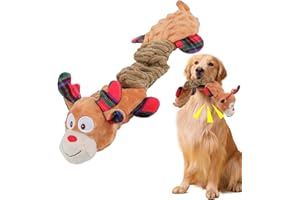 Wunive Christmas Dog Toys Plush Dog Toy Squeaky Dog Toys Chrismas Deer Reindeer Plush Squeaky Dog Chew Toys for Small Medium Large Dogs