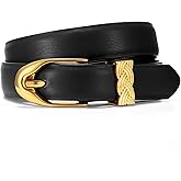 XZQTIVE Womens Leather Belts for Jeans Dresses Pants, Fashion Black Brown Gold Buckle Design