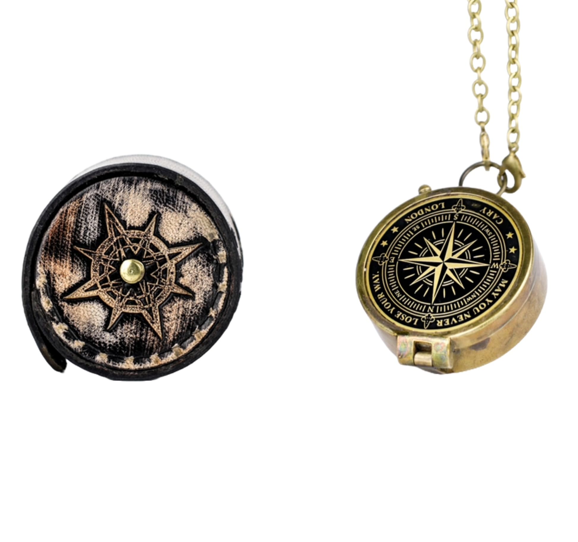 Cary London Compass in Leather Case – 2025 Graduation Gifts for Him, Exquisite Nautical for Home Décor, College, High School, Birthday Gift Idea For Son, Husband