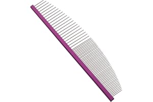 SUSOOK 6.5 Inch Professional Crescent Coarse Grooming Pet Comb Lightweight Wide/Fine Tooth Butter Comb for Dogs & Cats Removing Tangles, Knots,Flea,Undercoat,and Excess Hair, Rounded Corners Design for Safe