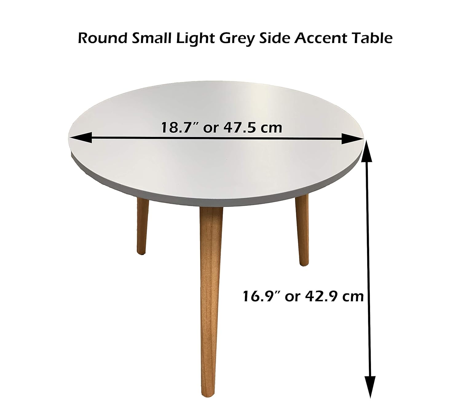 Round Small Light Grey Side Accent Table 18.7 Diameter X 16.9 Height