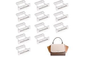 TXIN 12 Pieces Handmade Metal Labels with Shim Rectangle Alloy Tags Hand Made Printed Signs Label for DIY Crafts Sewing Items Purses Bags Shoes