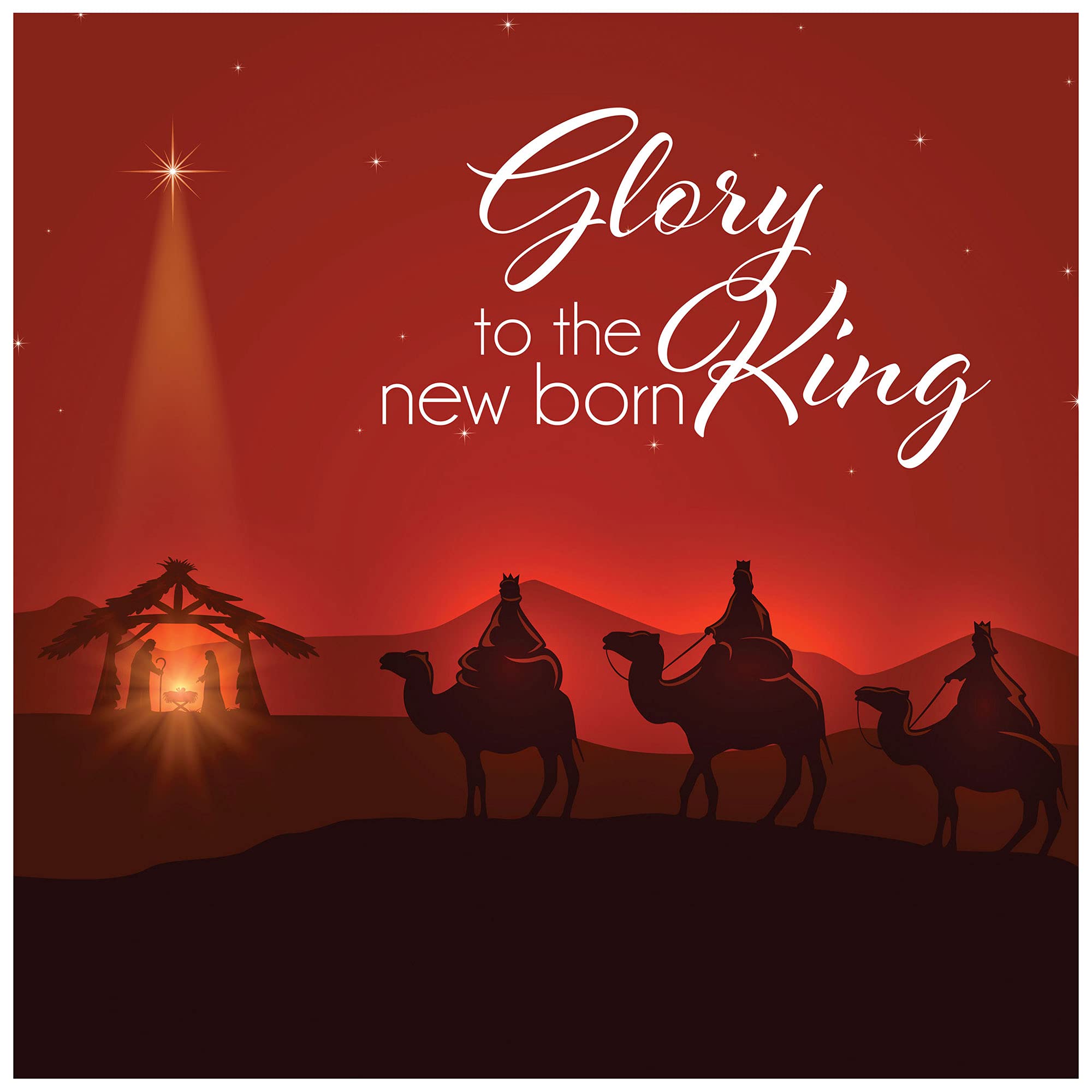 Christian Christmas cards, pack of 10 - We Three Kings, with Bible verse Matthew 2:1-2 inside these religious Christmas cards, by Just Cards Direct