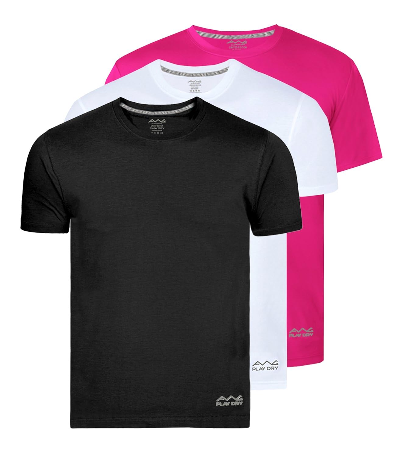 awg men's dryfit polyester round neck half sleeve t-shirts - value pack of 3